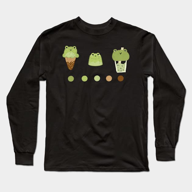 Kawaii frog themed sweets stickers Long Sleeve T-Shirt by AikoAthena